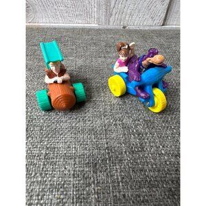 Vintage 1993 Flintstones Dino Pebbles & Bam Bam Rubble Toy Cars Set Of 2